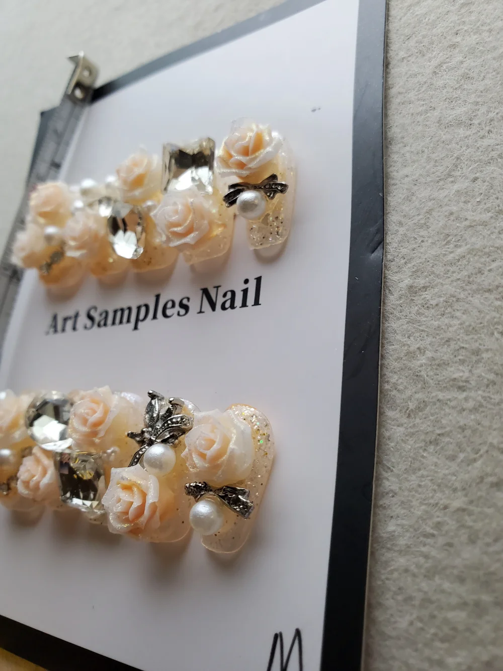 Champagne Rose 🥂🌹 3D Floral Crystal Press-On Nails